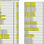 Doppelmini-Schwierigkeiten Die Punktezahl kann mit folgenden Sprüngen bewältigt werden. Dabei ist zu beachten, dass pro Position (z.B. der Einsprung) jedes Element nur einmal geturnt werden darf. 4 Sprünge à 2 Elemente können gezeigt werden